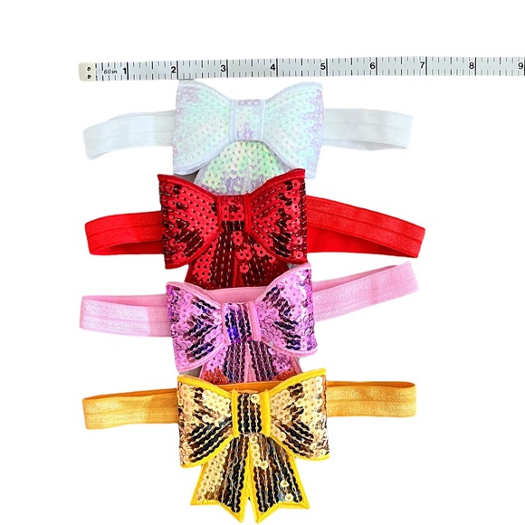 10 + 2FREE Sparkly Sequins Bow Headbands for Baby/Toddlers/Girls - Picture 3 of 16